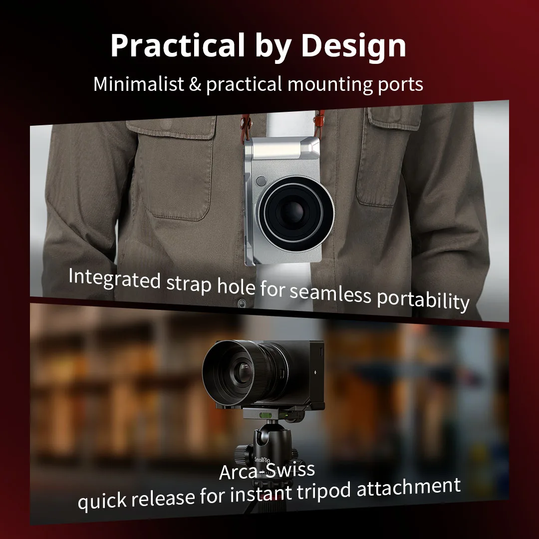 Placa de montaje en forma de L para jaula de cámara SmallRig BF con mango para Sigma BF negro/plateado con placa de liberación rápida Arca-Swiss 5389