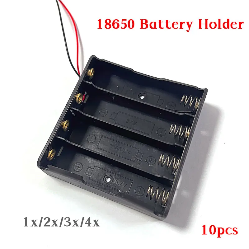 10pcs 18650 Battery Box Storage Case Enclosure 1 2 3 4 3.7V Icr18650 Batteries Container Plastic Holder 1x/2x/3x/4x with Leads