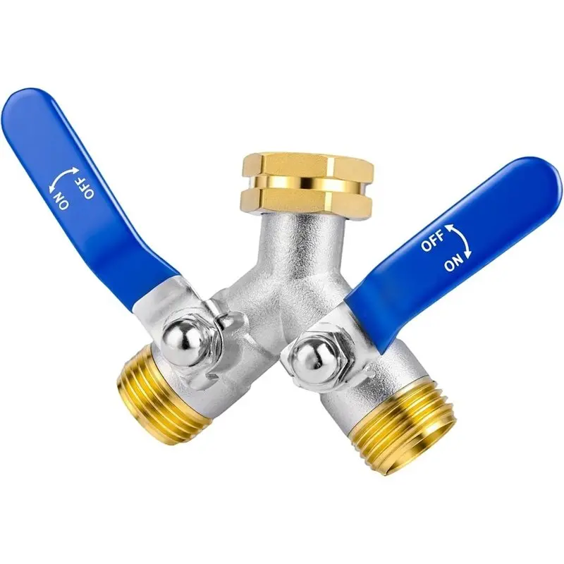 [NEW!A08R】 Garden Hose Splitters 2 Way, Y Splitter For Rv Brass Water Hose, Double Hose Connector,3/4 Inch GHT Thread Hose Split