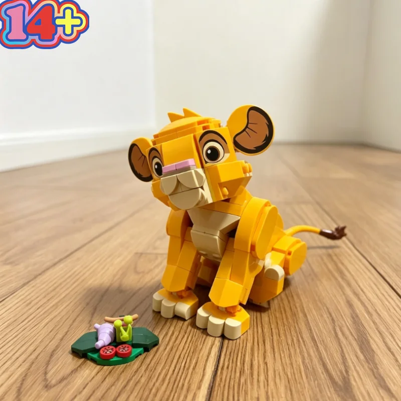 In Stock 222PCS Little Simba Lion King Building Blocks Cute Cub Animal Model DIY Assembly Desktop Ornament Educational Toy Gifts