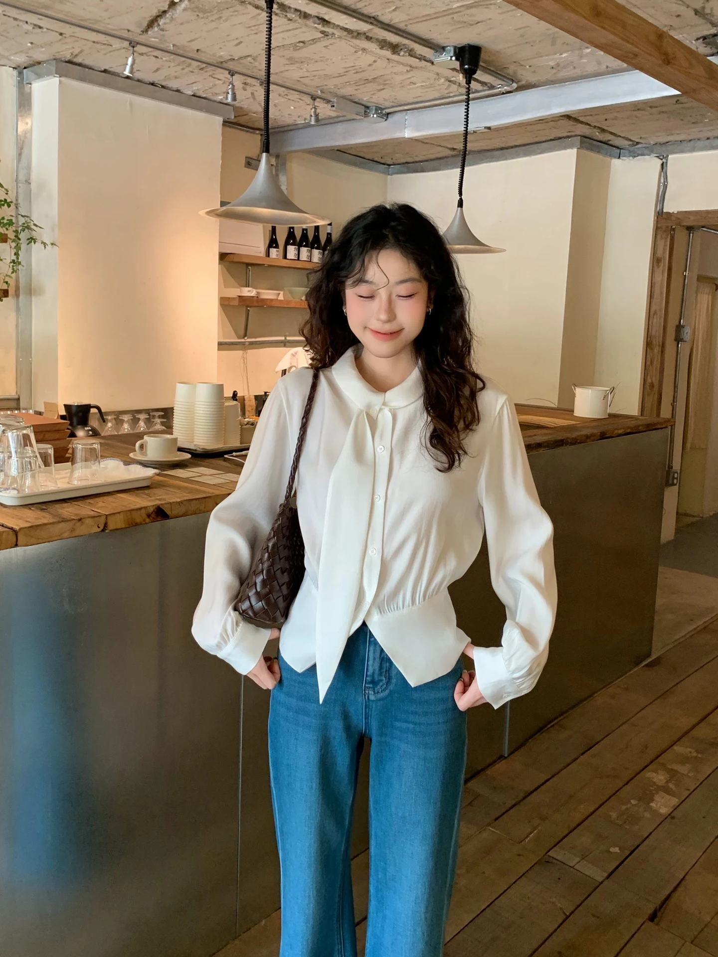 

Moby Women's irt Slim Fit ort Sle Stand Collar Belt Design Korean Commute Sle Spring Season Faionable Breathable Lo...