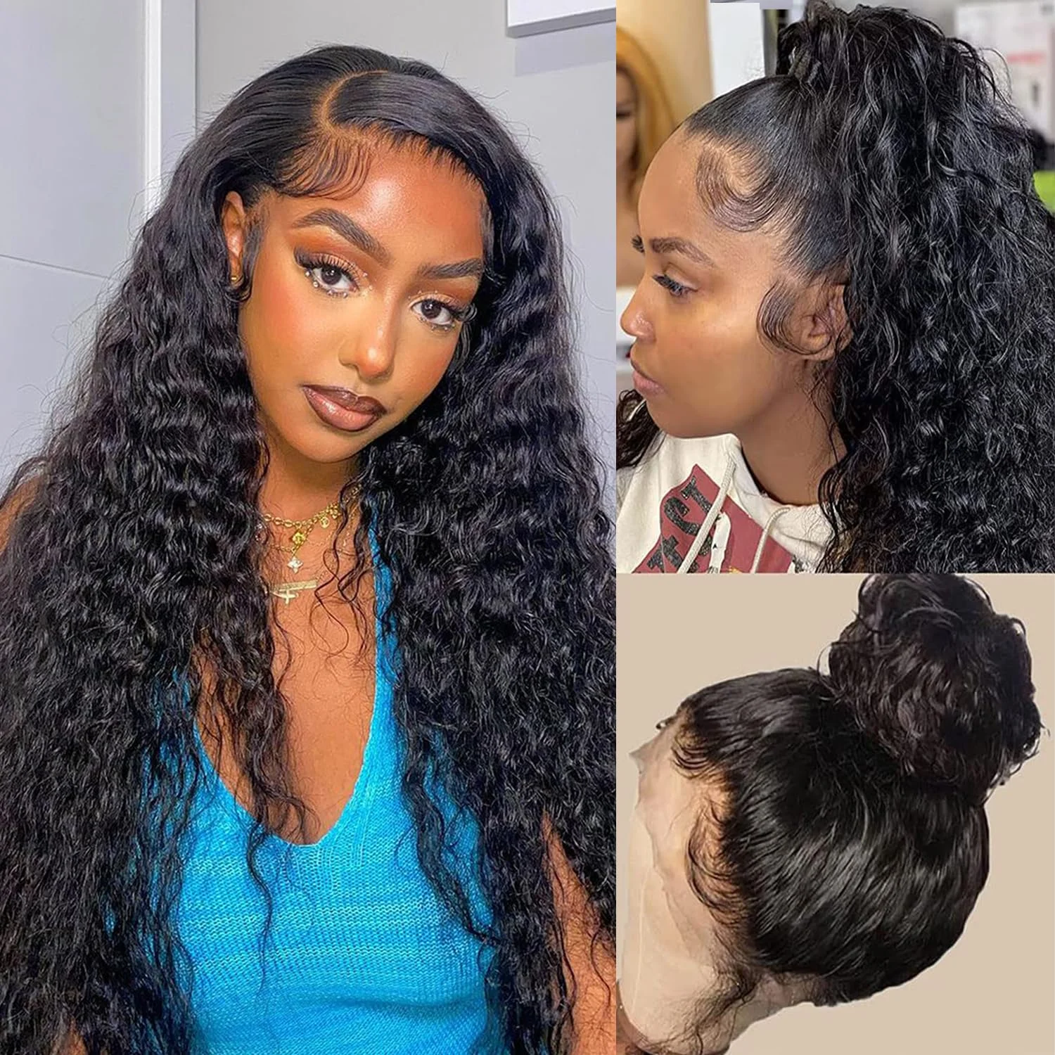 

Deep Wave 13x6 Lace Front Wigs 30 inch Hd Lace Wig Human Hair For Black Women 200% Density Water Wave Front Wig Human Hair
