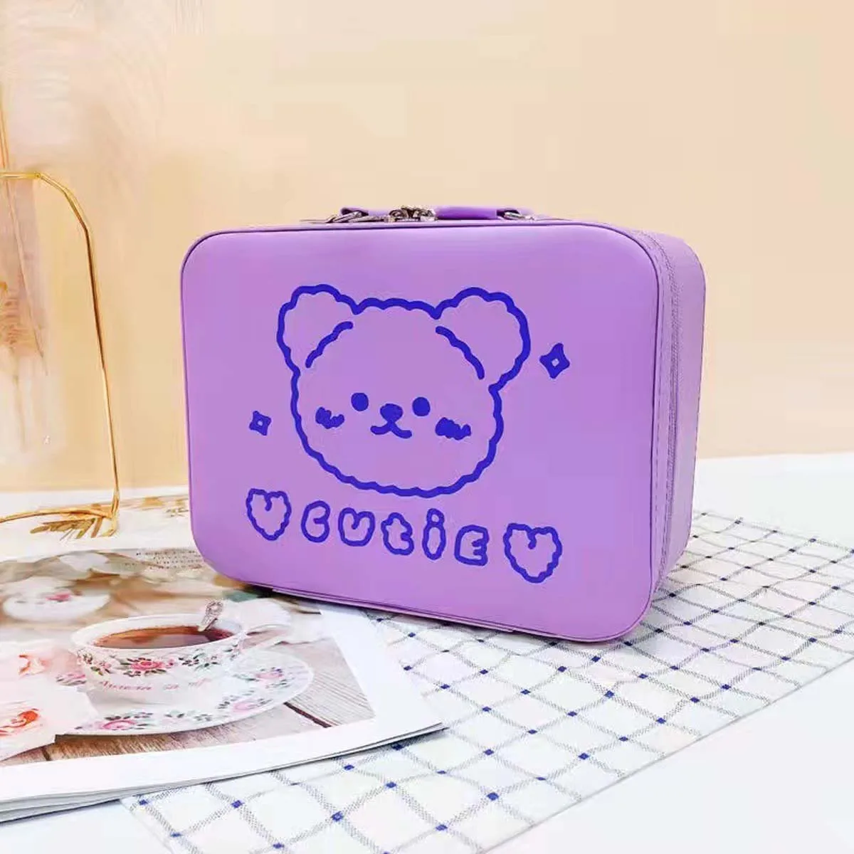 Instagram wind super hot makeup bag Portable travel large capacity girl heart cute suitcase Japanese Korean multi-functional