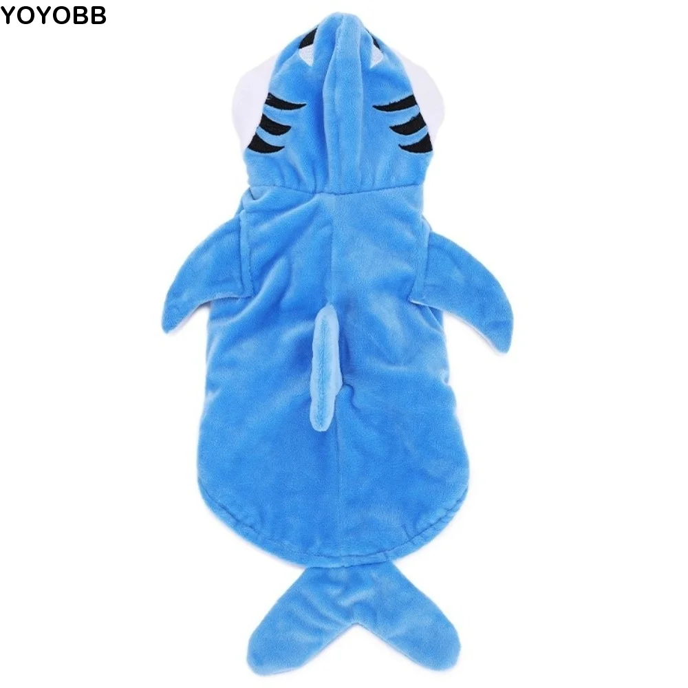 

Fleece Pet Shark Cosplay Costume Warm Cute Style Animal Dress Up Outfits Thicken Comfortable Cat Fleece Hoodie Winter Clothes