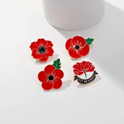Poppy Enamel Pin Fashion Beautiful Exquisite Red Poppy Flower Series Coat Lapel Pin Badge Popular Jewelry Presents