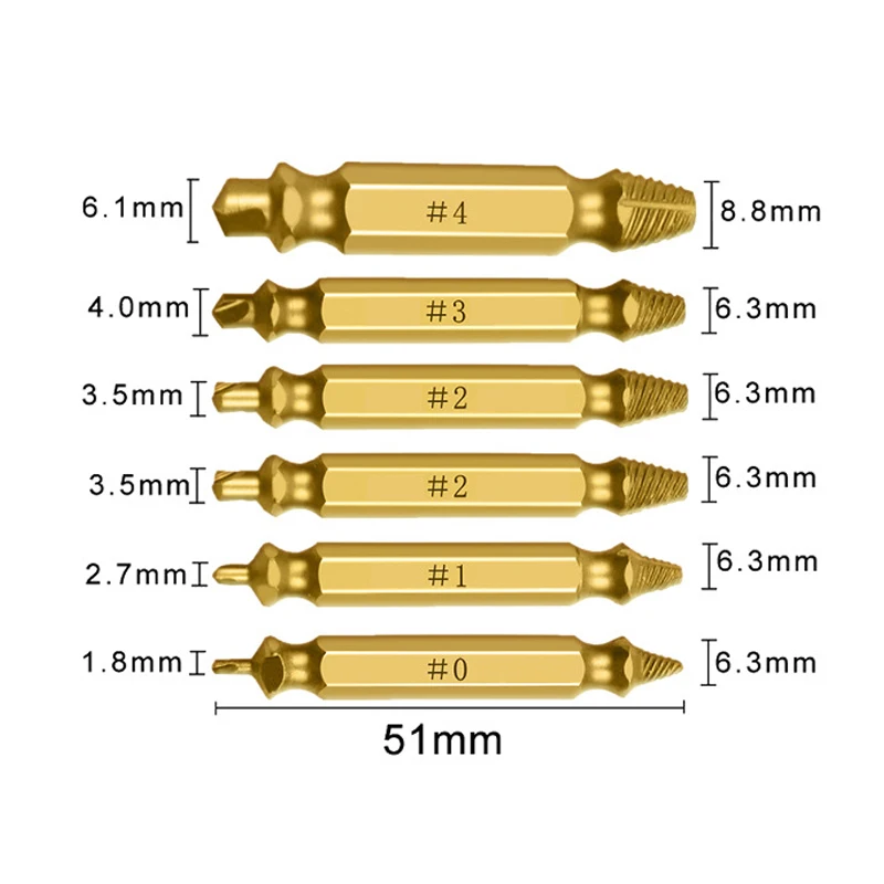 Extractor Broken Screw Extractor Drill Bit Set Titanium-plated Double-head Screw and Bolt Extractor Tool Broken Wire Repair Tool