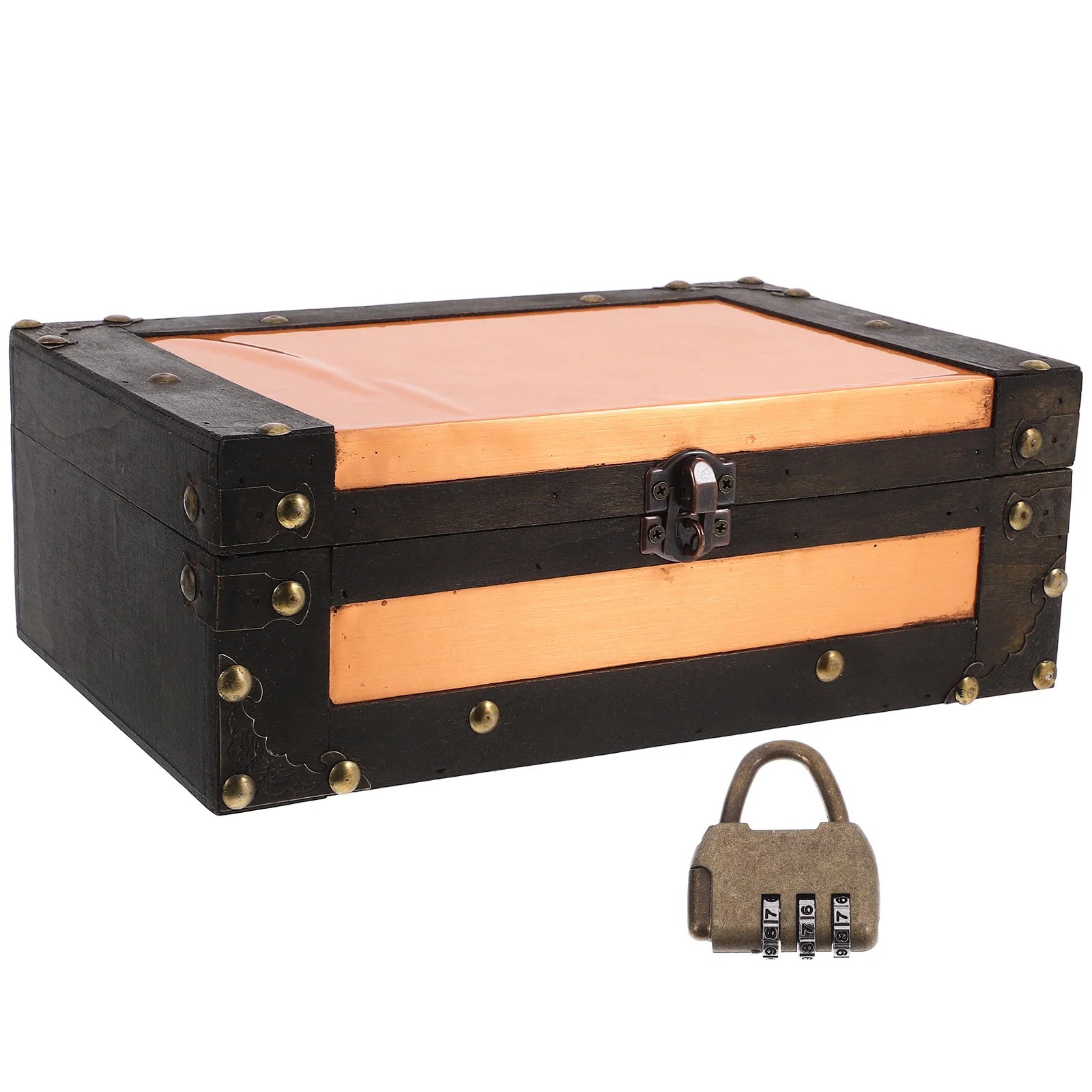 

Vintage Storage Box Wooden Spliced Craft Finish Retro Keepsake Chest For Wedding Memories Jewelry Cards Home Office Decor