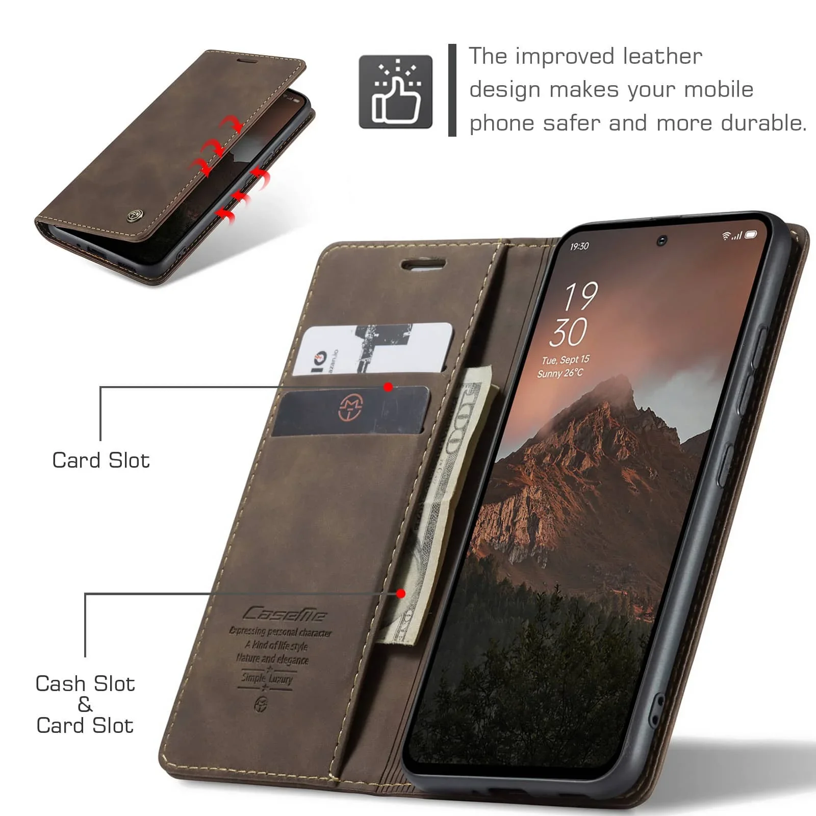 Etui z klapką dla OPPO Reno 12/12Pro 5G/Reno 12F 4G/5G/12FS 5G, skórzane magnetyczne etui Folio z uchwytem na kartę, etui odporne na wstrząsy — zdjęcie produktu 2