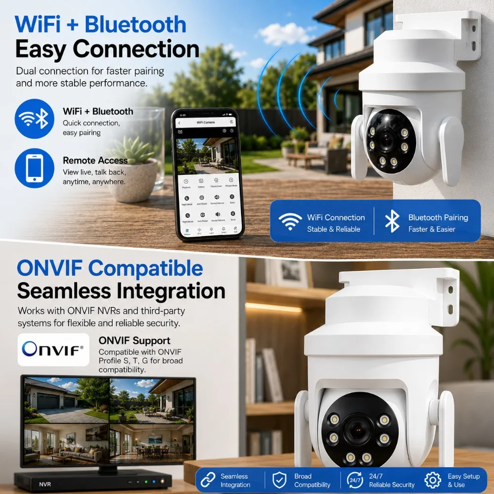 SUNTEKCAM TC55 WiFi Solar PTZ Camera 8MP 355° Pan IP65 Dual Night Vision