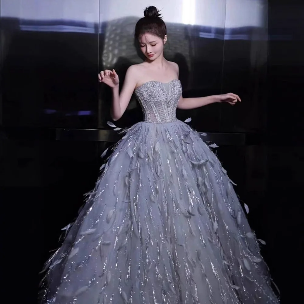 새로운 공주님 이브닝 드레스, 슈퍼 페어리 페더, 우아한 생일 파티, 성인 행사, 무도회 드레스 슈트