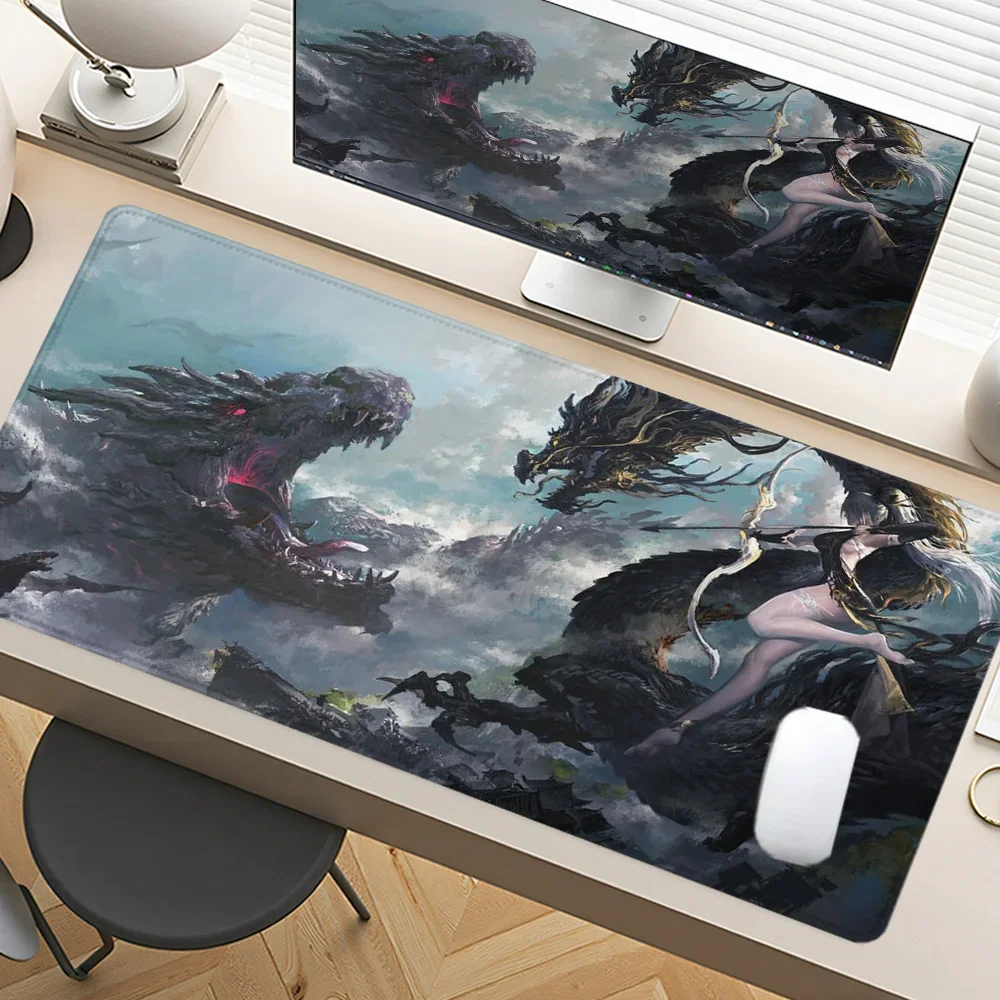 

Коврик для мыши из лука в стиле аниме для девочек, большие настольные аксессуары, настольный коврик, резиновая основа с прошитыми краями, коврик для мыши, нескользящий настольный коврик для офиса