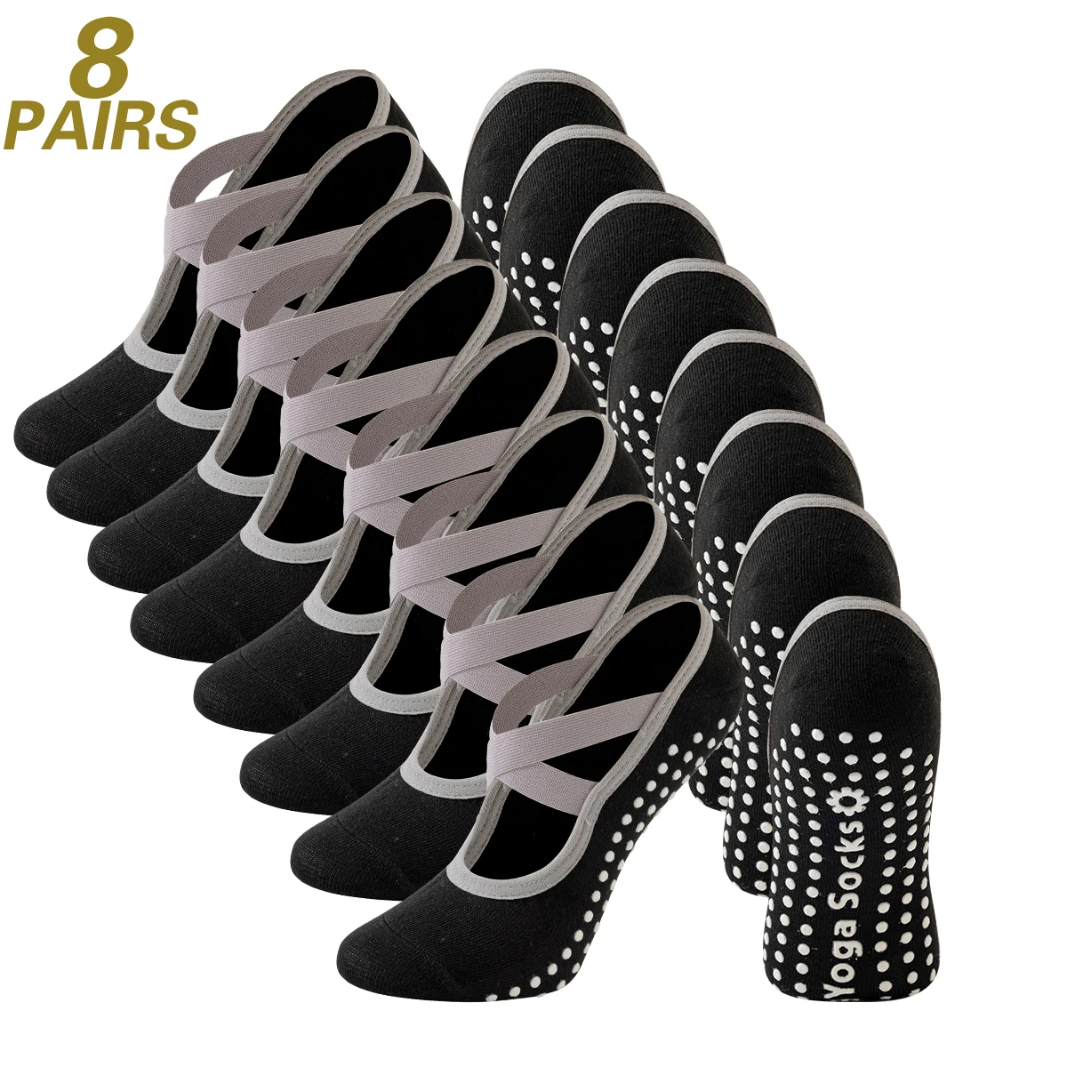 8 쌍 여성용 미끄럼 방지 요가 양말 보이지 않는 로우 컷 레드 블랙 화이트 그린 옐로우 요가 양말 실내 피트니스 및 체육관 운동용