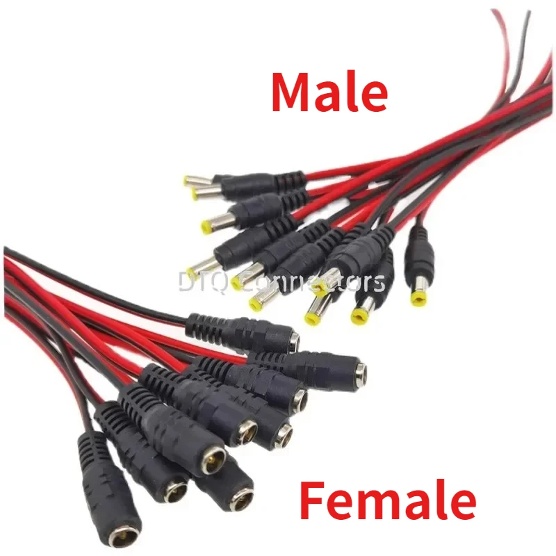 

5pcs 10pcs 5.5x2.1 mm Male Female Plug 12V DC Power Pigtail Cable Jack for CCTV Camera Connector Tail Extension 24V DC Wire