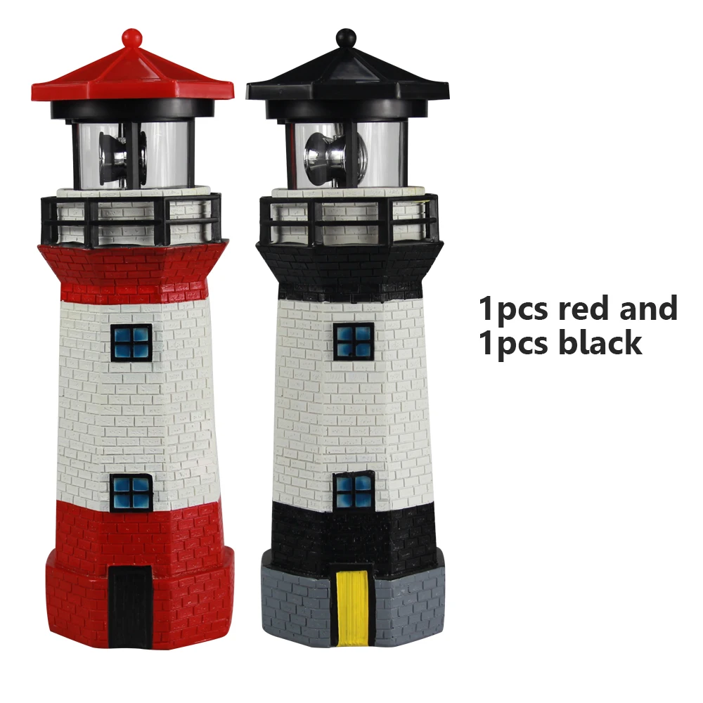 Vuurtoren Solar LED-licht Tuinhek Tuin Buitenversiering Baken Roterende lamp Decoratie Landschap Binnenplaatsverlichting