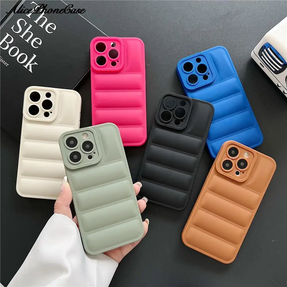 Down Jacket TPU Phone Case for iPhone 11 12 13 14 15 16 Pro Max for iphone12 16pro 7 8 Plus X XS buffer buff cases Cover Capa