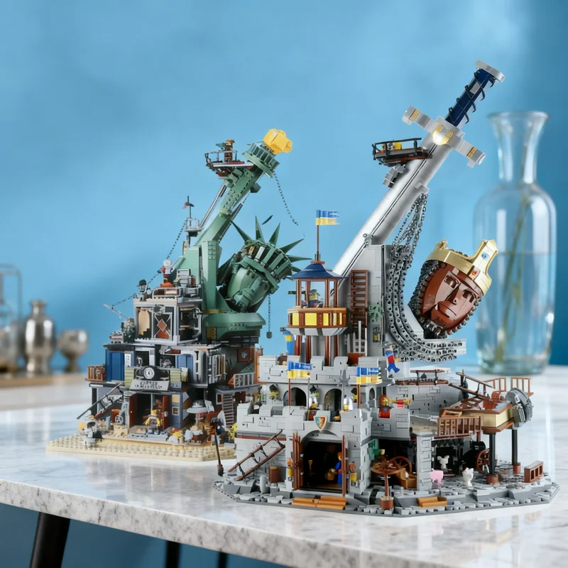 

5950 деталей MOC: Модель Замка Экзалибургов и Рыцарей Львиных орд, конструктор, рождественский подарок, игрушка, креативная идея для самостоятельной сборки, кирпичики для детей