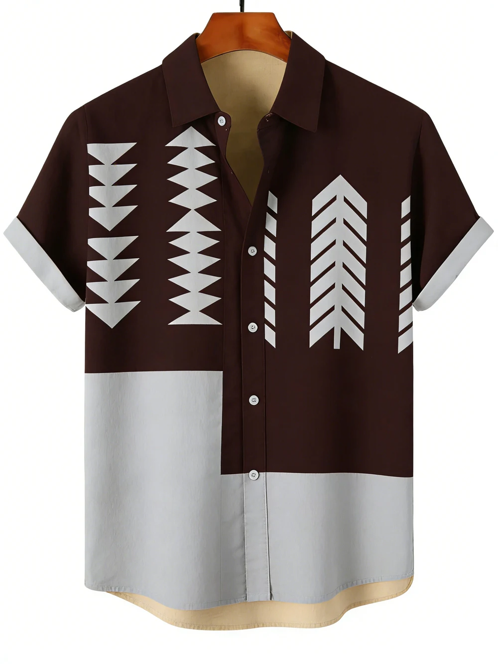 Summer new men's short-sleeved linen shirt golden plant high-definition 3D printed shirt Hawaiian vacation outdoor clothes men