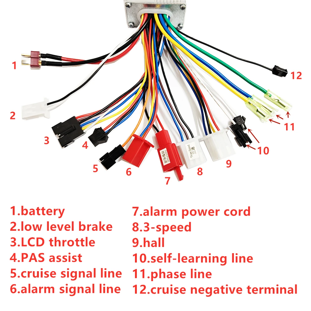 48V 350W Electric Bicycle E-bike Brushless Controller And Half Screen LCD Display with Throttle Lever