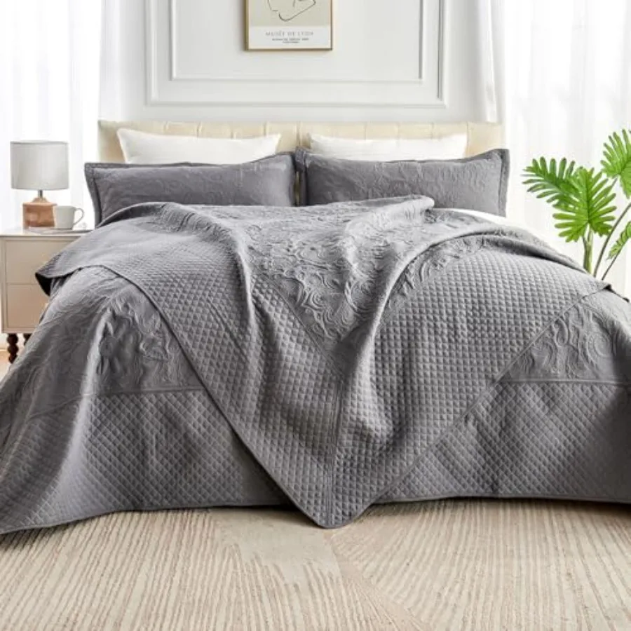 

Очень большие покрывала Kinlts 3220 California KinBedspreads с 2 наволочками, ультралегкий узорчатый дизайн, мягкий микрофибровый материал, легкие, очень большие покрывала KinBedspr