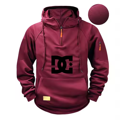 New men's fashion zippered pullover, long-sleeved sweatshirt, casual autumn sweatshirt, multi-pocket spring and autumn style - Image 9