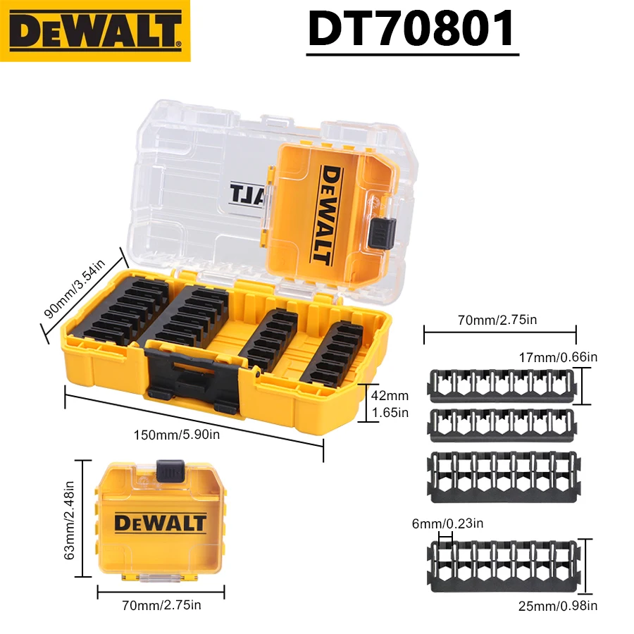 DEWALT DT70801 Medium Size Parts box Storage Box Transparent Plastic Multifunctional Stackable Box 150*90*42mm DT70801-QZ