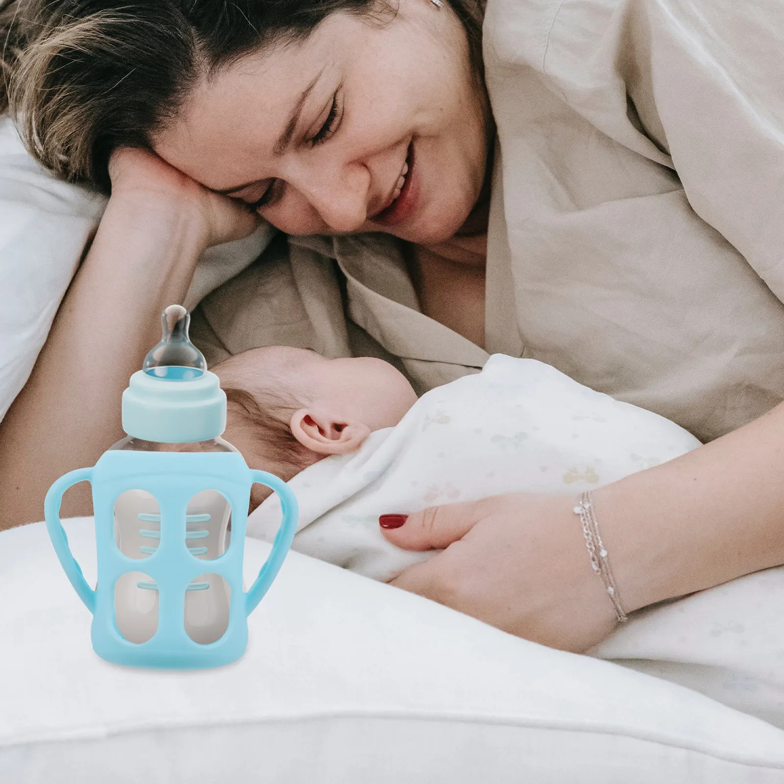 

Silicone Baby Bottle Grip Handles Easy Install Safety Design for Infant Toddler Milk Bottle Accessories Bottles Handle Grip