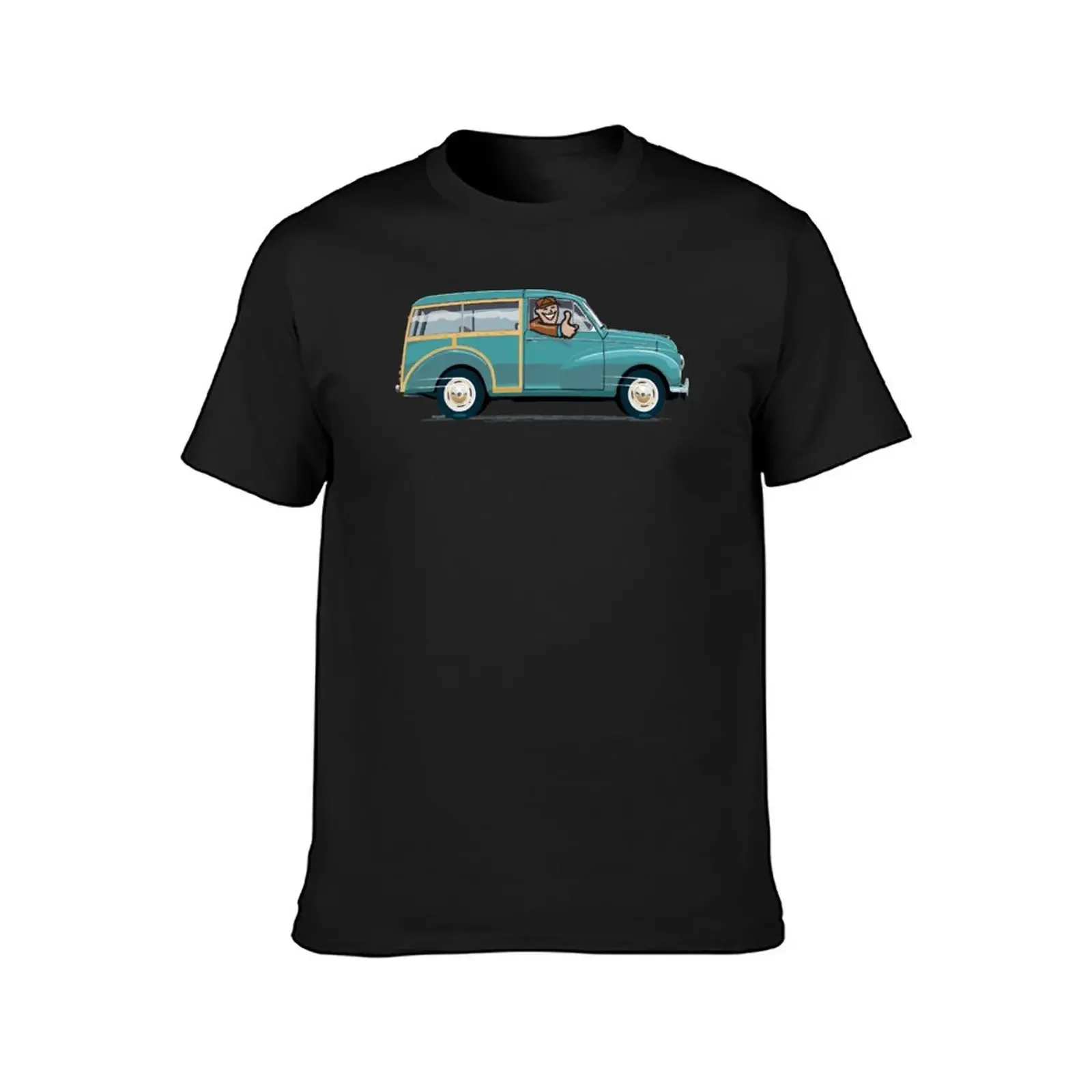 Morris Minor Traveller in Aqua T-Shirt anime cotton graphic tees tops oversized t shirt men