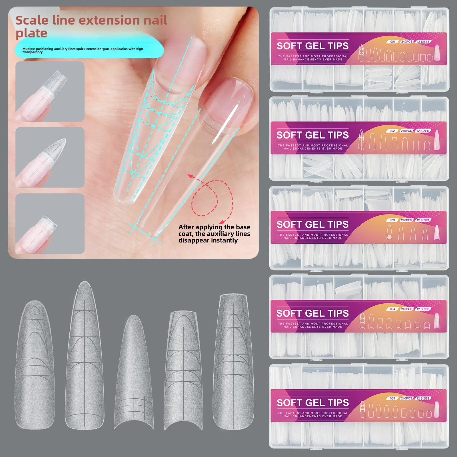 

Ultra Thin Seamless False Nails with Scale, No Fitting Required Full & Half Cover Tips, Natural Look Nail Extensions