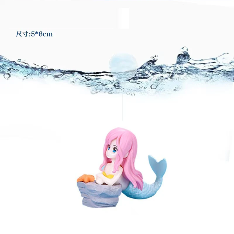 1pcs Beautiful Mermaid Aquarium Decorations Colorful Cartoon Mermaid Figurine Fish Tank Ornaments Desk Decorations