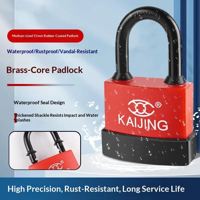 55mm Heavy Duty Weatherproof Rubber Coated Padlock for Driveway Gate Warehouse Gym Personal Use Lockers
