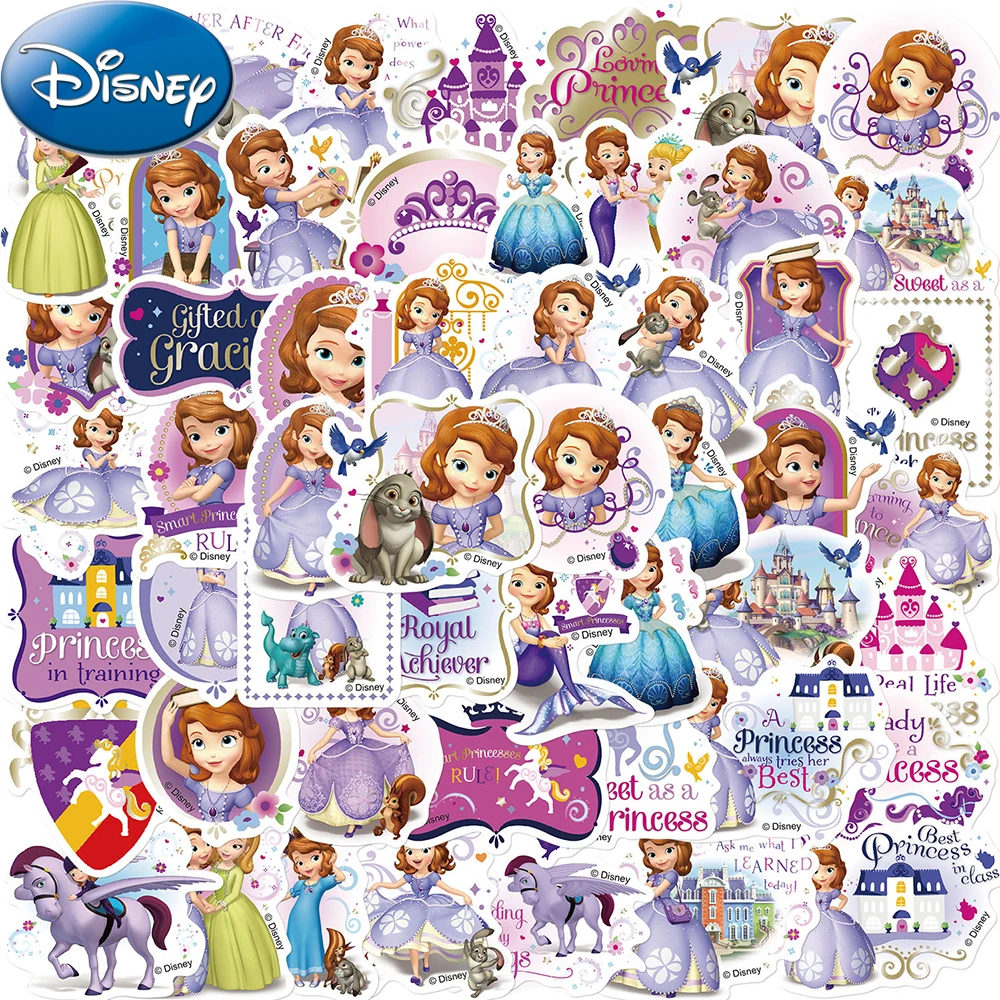 

10/30/50pcs Disney Cute Princess Sofia Decoration Stickers Kawaii Anime Girl Decals Suitcase Phone Case Car Sticker Kid Toy Gift