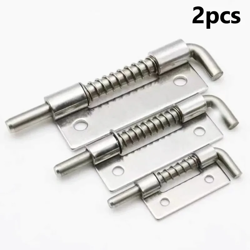 2PCS Spring Loaded Latch Pin 304 Stainless Steel Silver Window Cabinet Hinges Security Door Bolt Latch for Household Hardware