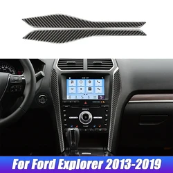 Carbon Fiber Auto Central Navigation Side Trim Cover Decor Sticker Decal for Ford Explorer 2013-2019 Car Interior Accessories