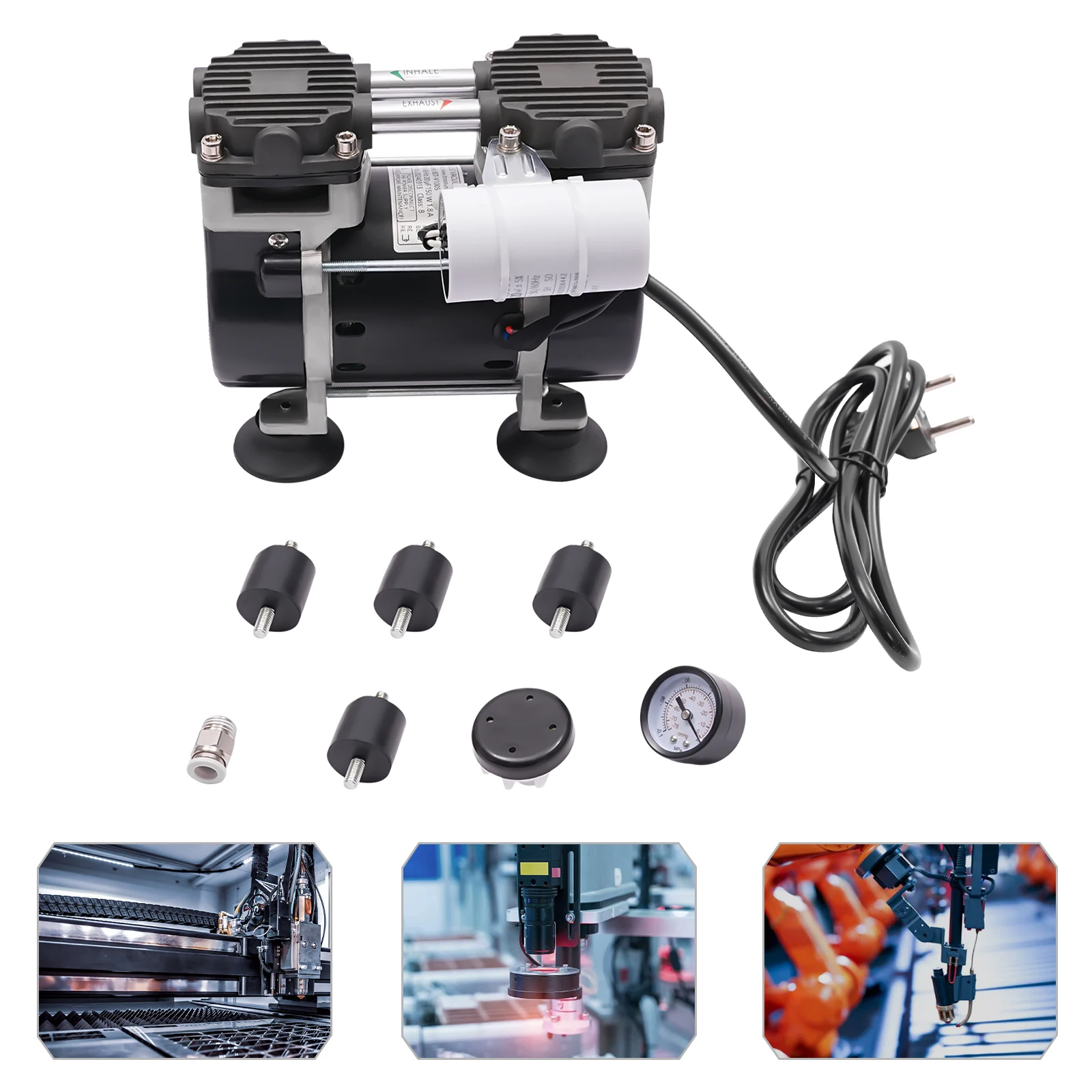 2-Zylinder-ölfreie Vakuumpumpe 150W 45L/min mit geräuscharmem Reinkupfermotor für Lebensmittelverarbeitung & Medizinmaschinen – Detail 3