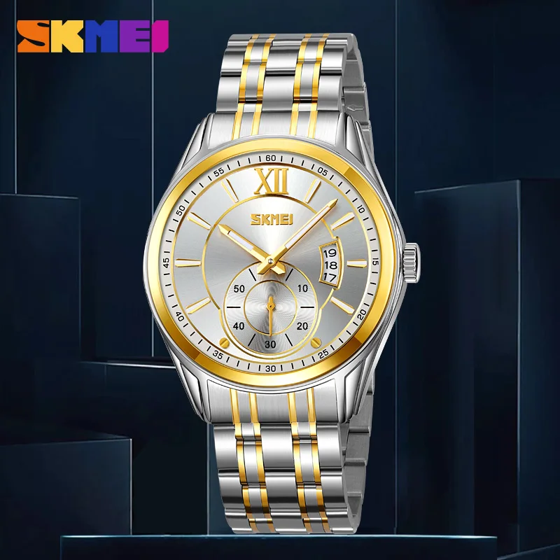 SKMEI 9319 Brand Fashion Trend Men Watch Waterproof Steel Calendar Luminous Quartz Watch Business Clock Gift Wristwatches 2026