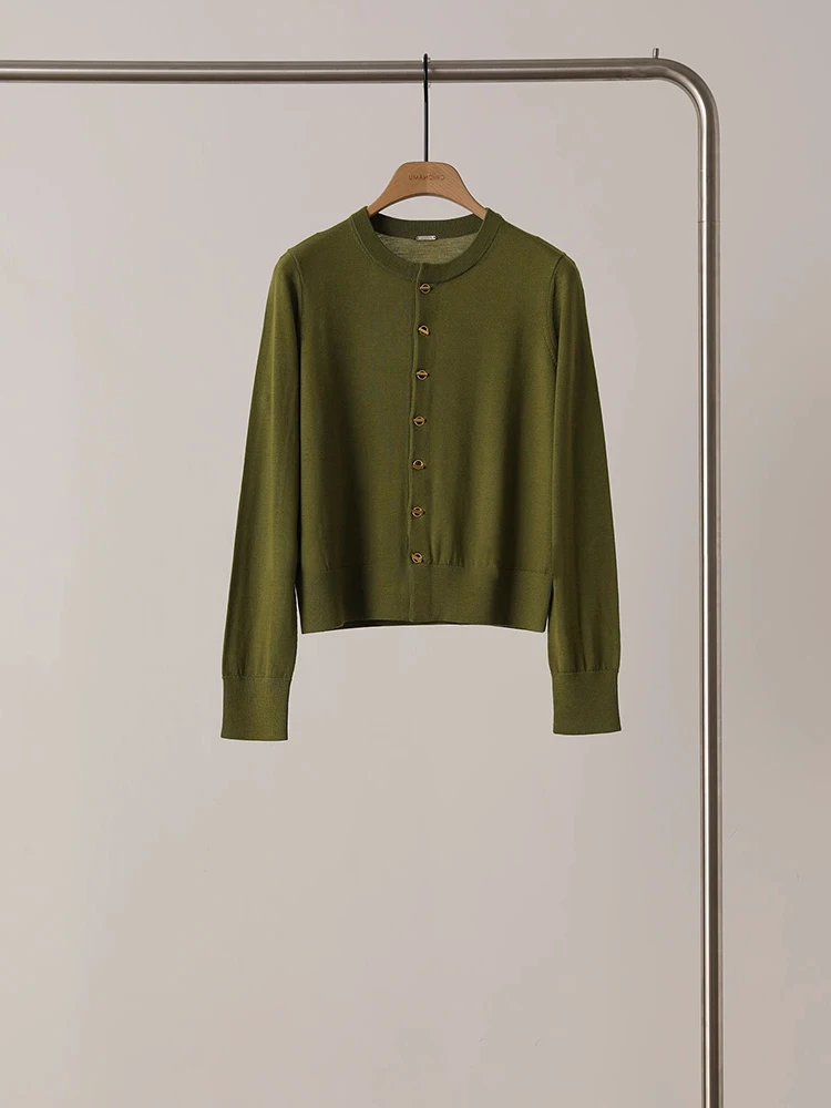 

Gold Button Knitted Cardigan Short round Neck Women's Style Autumn Winter Fashion Inner Wear Slim Fit Top Quality Knitwear