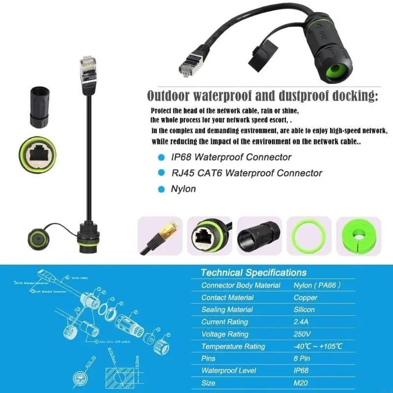 H37B RJ45 CONECTOR Ethernet do conector Ethernet Conector Circular Conector Circular Sinal