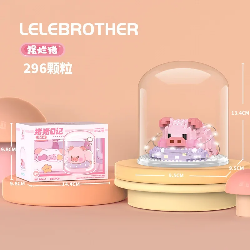 Mini Cute Pig Micro Building Blocks 3D Diamond Model Animals Bricks DIY City Construction Toys for Children Kids Gift