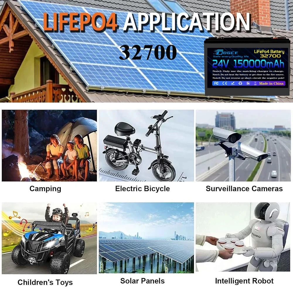 

100-150A 24V 32700 LiFePO4 Battery BMS - Solar Power System/RV/House/Trolling Motor Deep Cycle Rechargeable Lithium