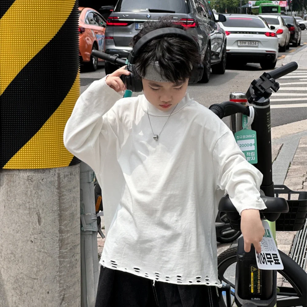 子供用長袖Tシャツ,子供用トップ,韓国スタイル,2022