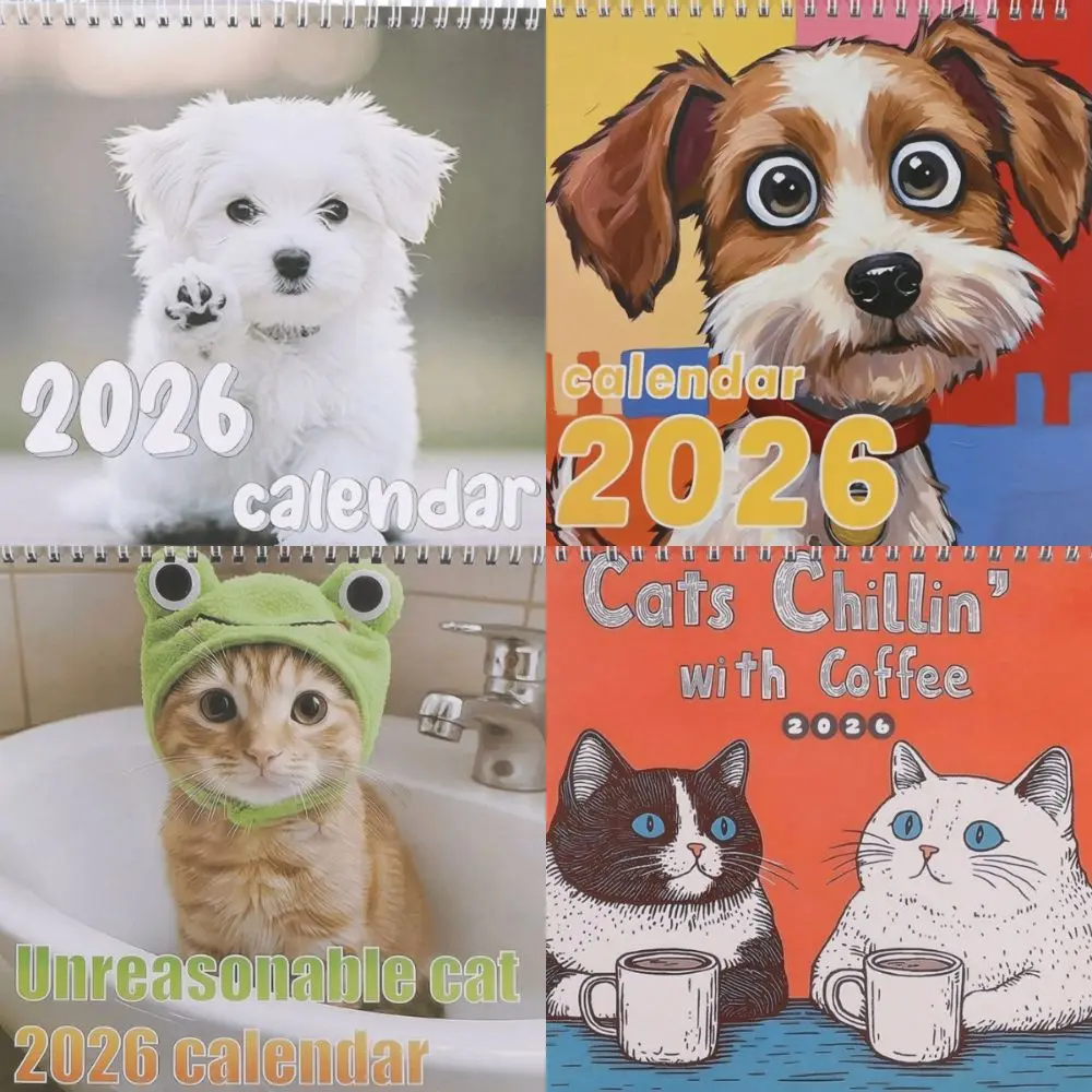2026 Wall Calendar 2026 12 Month Layout Hangable Design Charming Cat Calendar Funny Cat Art Monthly Calendars Monthly Calendar