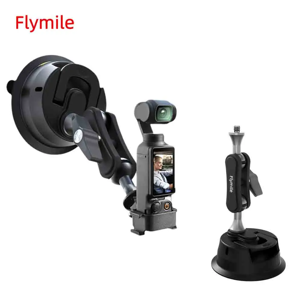 

Flymile Camera Suction Cup Mount with Ball Head for DJI OSMO 360/Action 5 Pro/Insta360 X5/Gopro/DLSR Car Windshield Dash Bracket