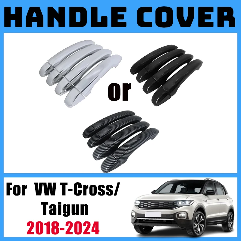 

Внешняя дверная ручка автомобиля для Volkswagen VW T Cross Taigun GT Plus 2018-2024, внутренняя внешняя ручка, крышка, аксессуары для царапин