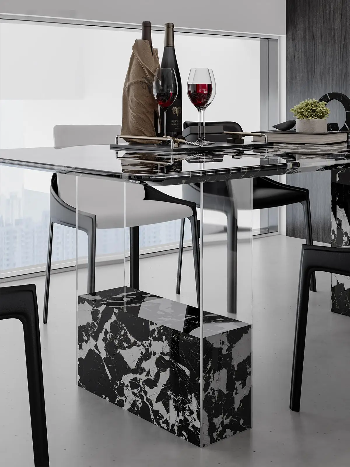 Nordic Minimalist Sintered Stone Dining Table, Anti-scratch Tabletop Home Dining Furniture for Apartment