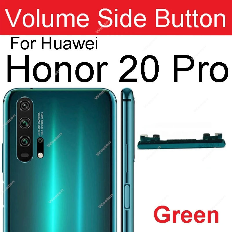 Botões de volume de energia para huawei honor 10 10 lite 20 pro 20s teclas de botão lateral para cima para baixo peças de reposição de controle de áudio de energia