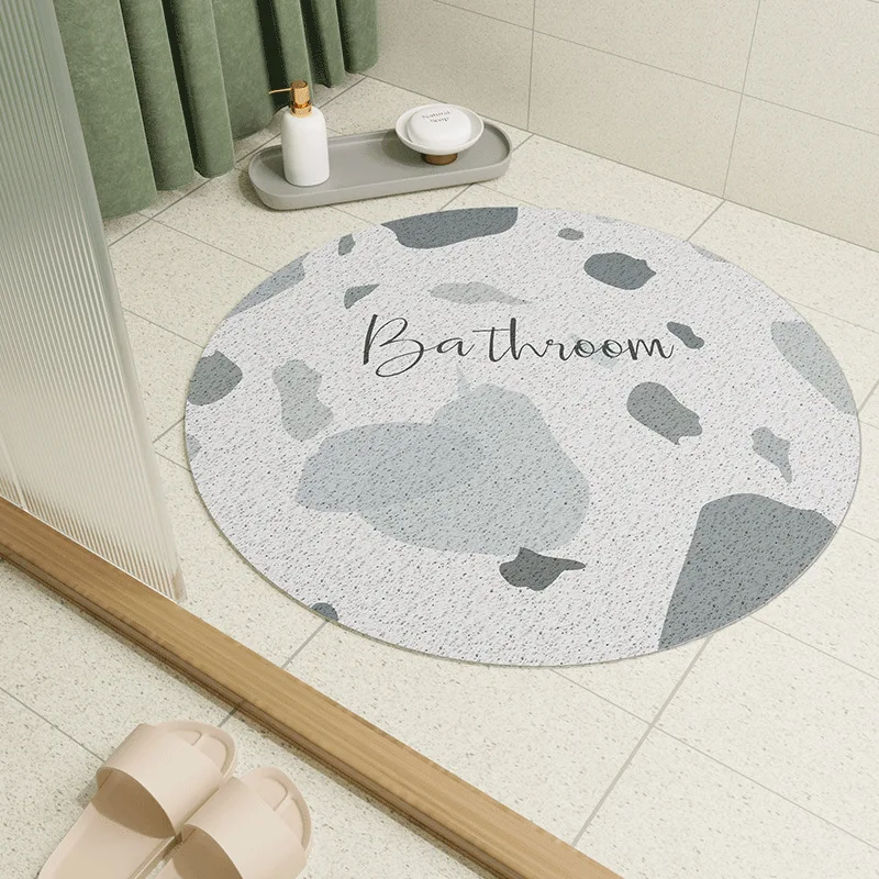 New non-slip round bathroom mat absorbent shower room door mat children fan-shaped foot mat