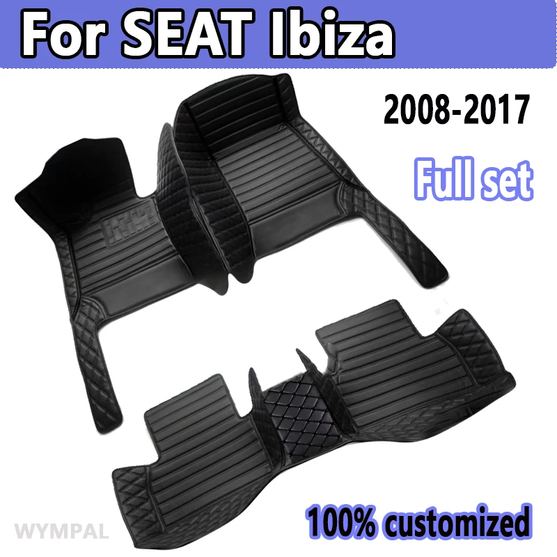 

Автомобильные коврики для SEAT Ibiza 6J 6P MK4 2008 ~ 2017, водонепроницаемые коврики, прочные коврики, роскошные кожаные коврики, автомобильные аксессуары 2009 2010