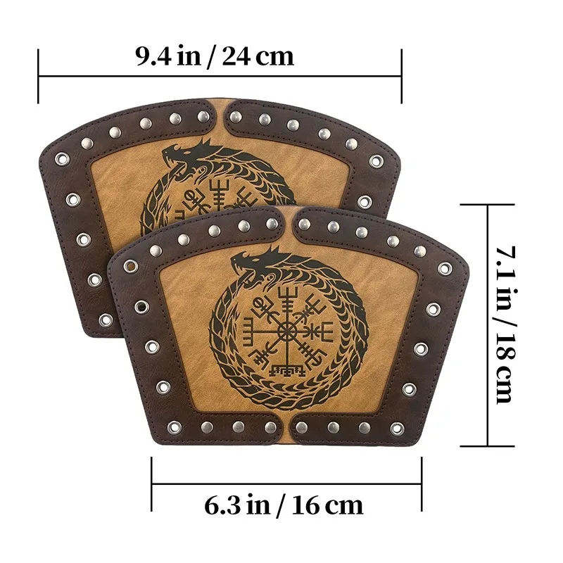 

1Pair Medieval Norse Embossed Wrist Bracer PU Leather Cosplay Arm Guard Stage Prop Halloween Cosplay Accessories