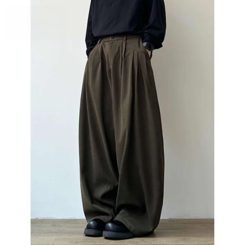 

Мужские повседневные брюки Cé Brown с широкими штанинами, свободного кроя, прямые, из смесового хлопка, для делового стиля, с высокой эластичностью