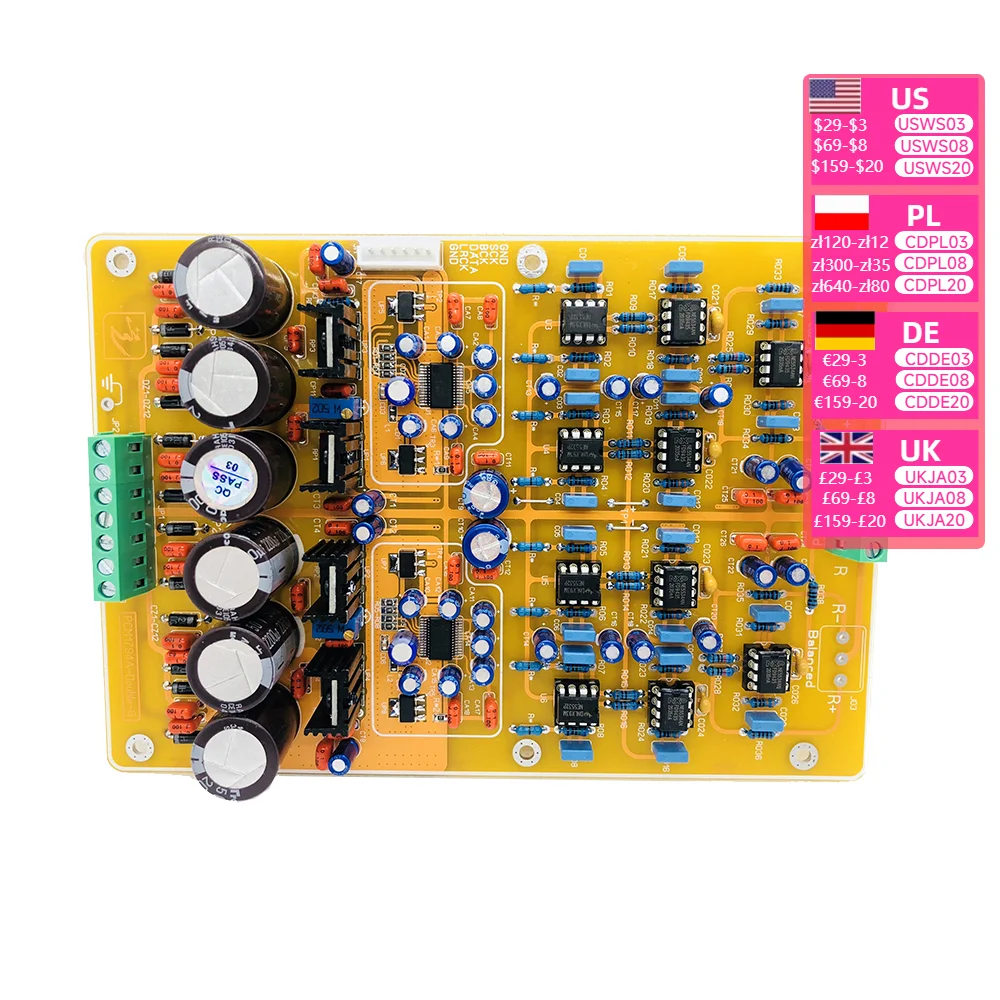 Dual PCM1794 Decoder Board Balanced Single-ended Output